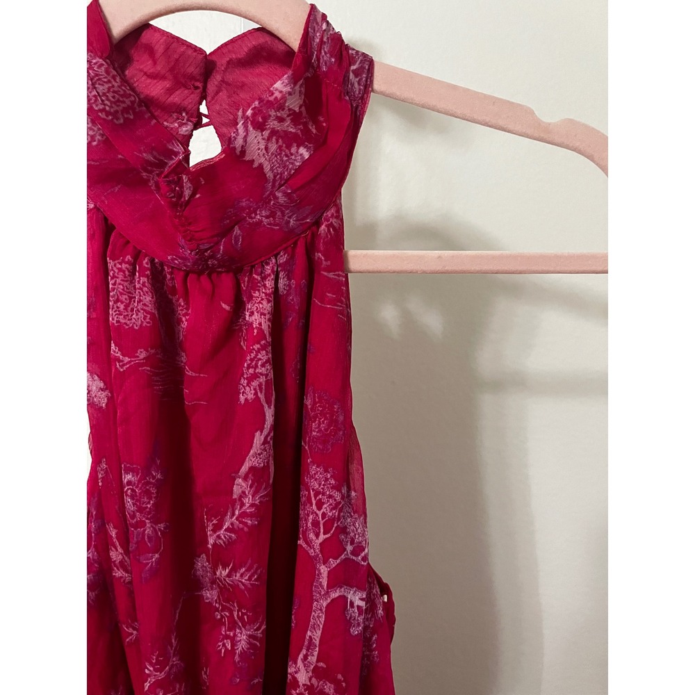 NWT Lulus Float to You Hot Pink Floral Print Halter-Neck Tiered Midi Dress Small - Picture 7 of 12